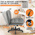 Criss Cross Chair with Wheels, Cross Legged Office Chair, Armless Wide Vanity Desk Chair with Comfty PU Leather & Back - Swivel Height Ajustable for Home Office Bedroom, Gray