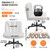 Criss Cross Chair with Wheels, Cross Legged Office Chair, Armless Wide Vanity Desk Chair with Comfty Velvet & Back - Swivel Height Ajustable for Home Office Bedroom, Pearl White Velvet