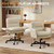 Criss Cross Office Chair with Flip-Up Armrests, Swivel Makeup Vanity Chair with Wheels & Side Pockets, Cross Legged Office Chair for Home Office, Bedroom, Beige PU Leather