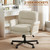 Criss Cross Office Chair with Flip-Up Armrests, Swivel Makeup Vanity Chair with Wheels & Side Pockets, Cross Legged Office Chair for Home Office, Bedroom, Beige PU Leather