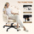 Criss Cross Chair with Flip-Up Armrests, Swivel Makeup Vanity Chair with Wheels & Side Pockets, Cross Legged Office Chair for Home Office, Bedroom, Beige Velvet