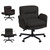 Criss Cross Office Chair with Flip-Up Armrests, Swivel Makeup Vanity Chair with Wheels & Side Pockets, Cross Legged Office Chair for Home Office, Bedroom, Black PU Leather
