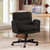 Criss Cross Office Chair with Flip-Up Armrests, Swivel Makeup Vanity Chair with Wheels & Side Pockets, Cross Legged Office Chair for Home Office, Bedroom, Black PU Leather