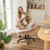Criss Cross Chair with Flip-Up Armrests, Swivel Makeup Vanity Chair with Wheels & Side Pockets, Cross Legged Office Chair for Home Office, Bedroom, Pink Velvet