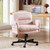 Criss Cross Chair with Flip-Up Armrests, Swivel Makeup Vanity Chair with Wheels & Side Pockets, Cross Legged Office Chair for Home Office, Bedroom, Pink Velvet