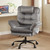 Criss Cross Chair with Flip-Up Armrests and Headrest, 135° Reclining Swivel Executive Chair with Side Pockets, Big and Tall Computer Desk Chair for Home Office Bedroom, Grey Velvet