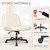 Criss Cross Chair Wheels Wide Cross Legged Office Desk Vanity Chair Comfy Fabric Armless Adjustable Swivel for Home Computer Task (Beige Wheel, Fabric)
