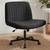 Criss Cross Chair Wheels Vanity Chair Office Desk Comfy Wide Cross Legged Armless Teddy Fabric Adjustable Swivel for Home Computer Task (Black, Teddy Fleece)
