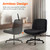 Criss Cross Chair Wheels Vanity Chair Office Desk Comfy Wide Cross Legged Armless Teddy Fabric Adjustable Swivel for Home Computer Task (Black, Teddy Fleece)