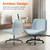 Criss Cross Chair Wheels Vanity Chair Office Desk Comfy Wide Cross Legged Armless Teddy Fabric Adjustable Swivel for Home Computer Task (Blue, Teddy Fleece)