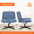 Criss Cross Chair No Wheel Wide Cross Legged Office Desk Vanity Chair Comfy Fabric Armless Adjustable Swivel for Home Computer Task (Blue No Wheel, Classic Fabric)