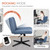 Criss Cross Chair No Wheel Wide Cross Legged Office Desk Vanity Chair Comfy Fabric Armless Adjustable Swivel for Home Computer Task (Blue No Wheel, Classic Fabric)