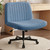 Criss Cross Chair Wheels Wide Cross Legged Office Desk Vanity Chair Comfy Fabric Armless Adjustable Swivel for Home Computer Task (Blue Wheel, Fabric)