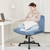 Criss Cross Chair Wheels Wide Cross Legged Office Desk Vanity Chair Comfy Fabric Armless Adjustable Swivel for Home Computer Task (Blue Wheel, Fabric)