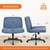 Criss Cross Chair Wheels Wide Cross Legged Office Desk Vanity Chair Comfy Fabric Armless Adjustable Swivel for Home Computer Task (Blue Wheel, Fabric)