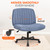 Criss Cross Chair Wheels Wide Cross Legged Office Desk Vanity Chair Comfy Fabric Armless Adjustable Swivel for Home Computer Task (Blue Wheel, Fabric)