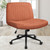Criss Cross Chair Wheels Wide Cross Legged Office Desk Vanity Dual Base Comfy Fabric Armless Adjustable Swivel for Home Computer Task (Brown Dual Base, Fabric)