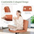 Criss Cross Chair Wheels Wide Cross Legged Office Desk Vanity Dual Base Comfy Fabric Armless Adjustable Swivel for Home Computer Task (Brown Dual Base, Fabric)