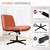 Criss Cross Chair No Wheel Wide Cross Legged Office Desk Vanity Chair Comfy Fabric Armless Adjustable Swivel for Home Computer Task (Brown No Wheel, Classic Fabric)