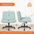 Criss Cross Chair Wheels Wide Cross Legged Office Desk Vanity Chair Comfy Fabric Armless Adjustable Swivel for Home Computer Task (Mint Wheel, Fabric)