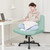 Criss Cross Chair Wheels Wide Cross Legged Office Desk Vanity Chair Comfy Fabric Armless Adjustable Swivel for Home Computer Task (Mint Wheel, Fabric)