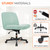 Criss Cross Chair Wheels Wide Cross Legged Office Desk Vanity Chair Comfy Fabric Armless Adjustable Swivel for Home Computer Task (Mint Wheel, Fabric)