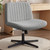 Criss Cross Chair No Wheel Wide Cross Legged Office Desk Vanity Chair Comfy Fabric Armless Adjustable Swivel for Home Computer Task (Grey No Wheel, Classic Fabric)
