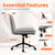 Criss Cross Chair with Wheels Comfy Wide Vanity Desk Chair Dual Base Leather Armless Adjustable Swivel for Home Computer Task (Grey Pu, Faux Leather)