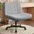 Criss Cross Chair Wheels Wide Cross Legged Office Desk Vanity Chair Comfy Fabric Armless Adjustable Swivel for Home Computer Task (Grey Wheel, Fabric)