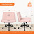 Criss Cross Chair Wheels Wide Cross Legged Office Desk Vanity Dual Base Comfy Fabric Armless Adjustable Swivel for Home Computer Task (Pink Dual Base, Fabric)