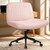 Criss Cross Chair Wheels Wide Cross Legged Office Desk Vanity Dual Base Comfy Fabric Armless Adjustable Swivel for Home Computer Task (Pink Dual Base, Fabric)