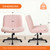 Criss Cross Chair Wheels Vanity Chair Office Desk Comfy Wide Cross Legged Armless Teddy Fabric Adjustable Swivel for Home Computer Task (Pink, Teddy Fleece)