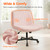 Criss Cross Chair Wheels Vanity Chair Office Desk Comfy Wide Cross Legged Armless Teddy Fabric Adjustable Swivel for Home Computer Task (Pink, Teddy Fleece)