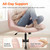 Criss Cross Chair Wheels Vanity Chair Office Desk Comfy Wide Cross Legged Armless Teddy Fabric Adjustable Swivel for Home Computer Task (Pink, Teddy Fleece)