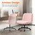 Criss Cross Chair Wheels Vanity Chair Office Desk Comfy Wide Cross Legged Armless Teddy Fabric Adjustable Swivel for Home Computer Task (Pink, Teddy Fleece)