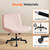 Criss Cross Chair Wheels Vanity Chair Office Desk Comfy Wide Cross Legged Armless Teddy Fabric Adjustable Swivel for Home Computer Task (Pink, Teddy Fleece)
