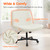 Criss Cross Chair Wheels Vanity Chair Office Desk Comfy Wide Cross Legged Armless Teddy Fabric Adjustable Swivel for Home Computer Task (White, Teddy Fleece)