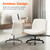 Criss Cross Chair Wheels Vanity Chair Office Desk Comfy Wide Cross Legged Armless Teddy Fabric Adjustable Swivel for Home Computer Task (White, Teddy Fleece)