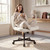 Criss Cross Chair Wheels Vanity Chair Office Desk Comfy Wide Cross Legged Armless Teddy Fabric Adjustable Swivel for Home Computer Task (White, Teddy Fleece)
