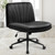 Criss Cross Chair with Wheels Comfy Wide Vanity Desk Chair Dual Base Leather Armless Adjustable Swivel for Home Computer Task (Black Pu, Faux Leather)