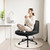 Criss Cross Chair with Wheels Comfy Wide Vanity Desk Chair Dual Base Leather Armless Adjustable Swivel for Home Computer Task (Black Pu, Faux Leather)