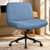 Criss Cross Chair Wheels Wide Cross Legged Office Desk Vanity Dual Base Comfy Fabric Armless Adjustable Swivel for Home Computer Task (Blue Dual Base, Fabric)
