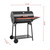30 Barrel Charcoal Grill with Wood-Painted Side Front Table, 627 Square Inches Cooking Space, for Outdoor Backyard, Patio and Parties, Black