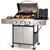 4-Burner Propane Gas BBQ Grill with Side Burner and Porcelain-Enameled Cast Iron Grates, Stainless Steel Barbecue Grills Outdoor Cooking, Silver Cabinet Style, 42,000BTU