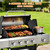 Upgraded 51,000 BTU 4-Burner Propane Gas Grill with Side Burner – Large 452 sq.in Porcelain-Enameled Cast Iron Grates, Stainless Steel Body, 4 Swivel Casters for Backyard Patio & Tailgating