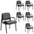 Office Reception Guest Chair No Wheels Set of 6, Leather Stationary Waiting Room Chairs with Padded Arms for Elderly Desk Conference Room Lobby Table Side Salon