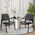 Waiting Room Guest Chair with Bonded Leather Padded Arm Rest for Office Reception and Conference Desk Black