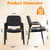 Waiting Room Guest Chair with Bonded Leather Padded Arm Rest for Office Reception and Conference Desk Black