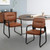 Waiting Room Guest Chair with Bonded Leather Padded Arm Rest for Office Reception and Conference Desk Black with Sled Base Brown 2 Pack
