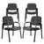 Waiting Room Guest Chair with Bonded Leather Padded Arm Rest for Office Reception and Conference Desk Black 4 Pack